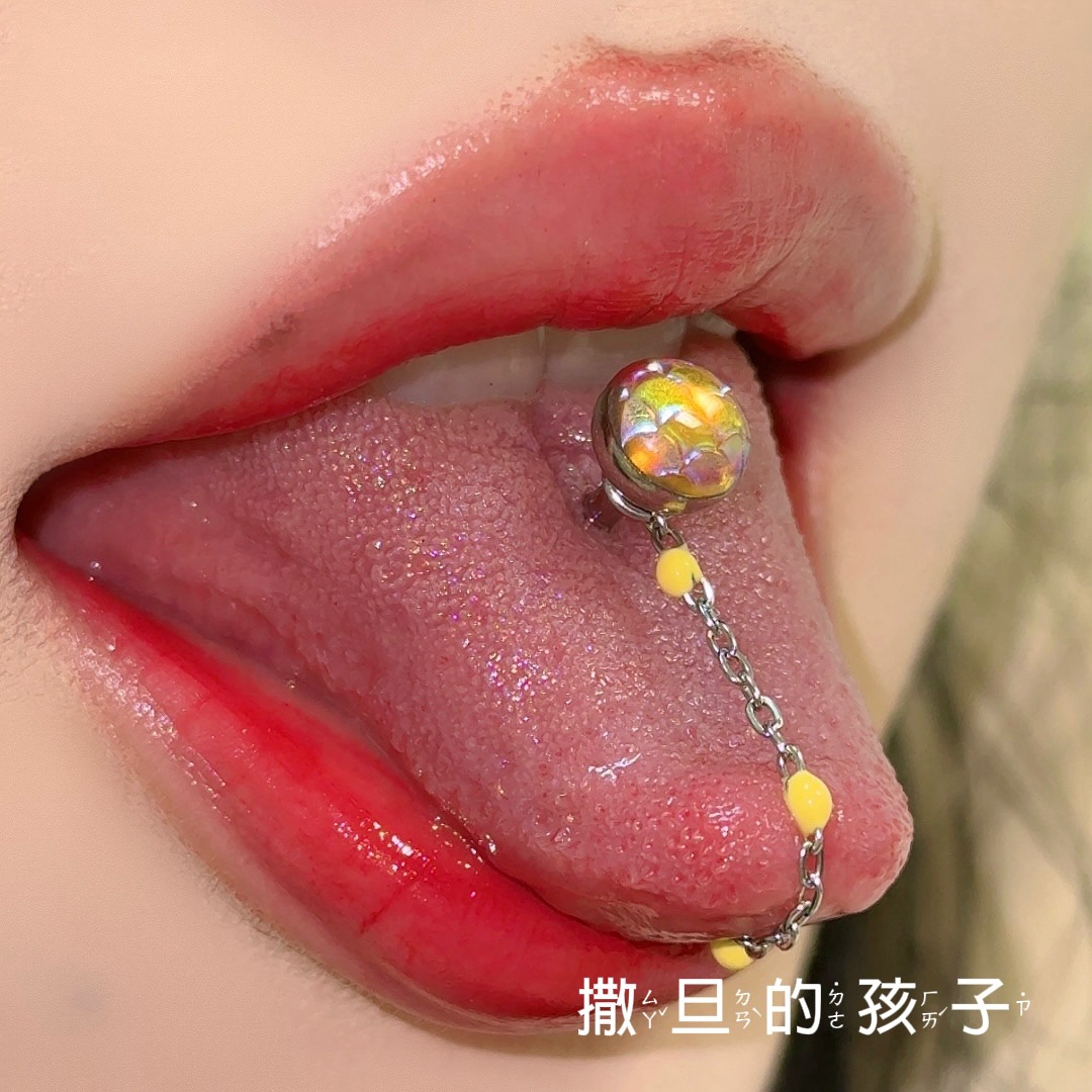 Labret stud lip piercing jewelry styling detail
