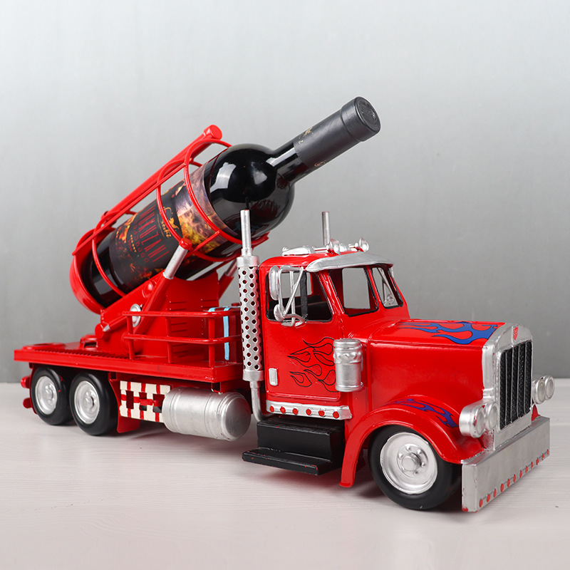 热卖爆款创意设计铁皮卡车模型红酒架摆件网红款餐厅酒吧装饰摆件