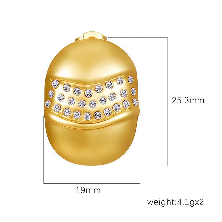 Nuevos pendientes de aceite transfronterizos europeos y estadounidenses chapados por inducción de alta calidad 18K diamantes recubiertos de oro oval micro recubierto pendientes retro