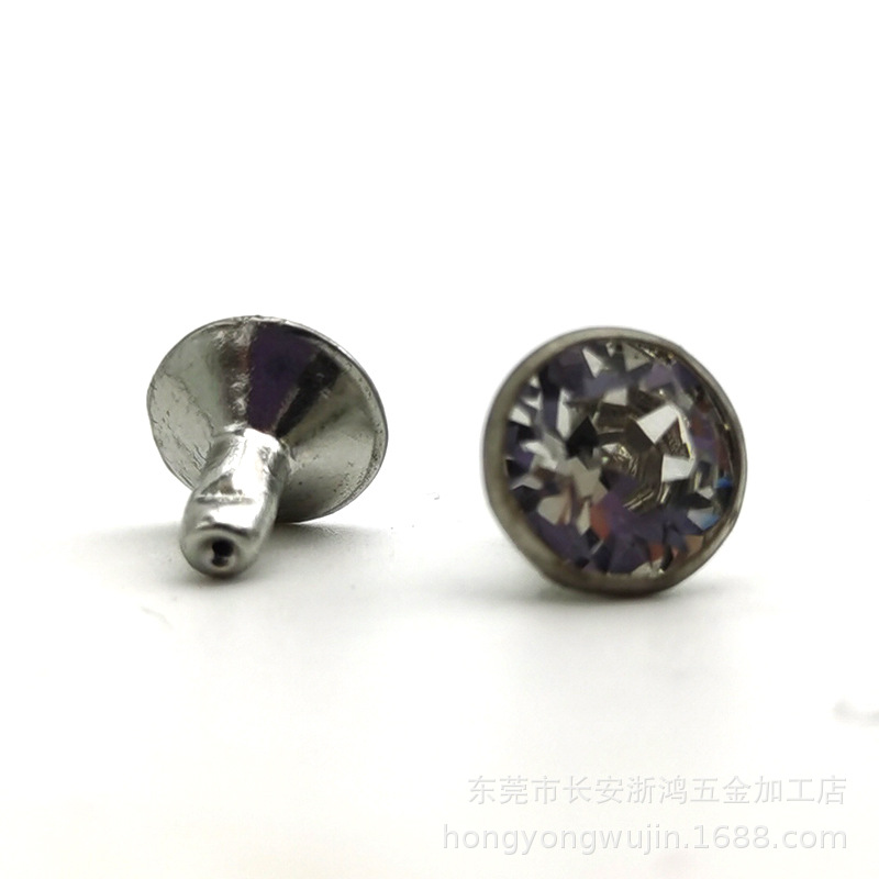 水钻撞钉 镶彩色石头撞钉 施华洛钻撞钉 闪钻铆钉 尖钻撞钉脚外壳