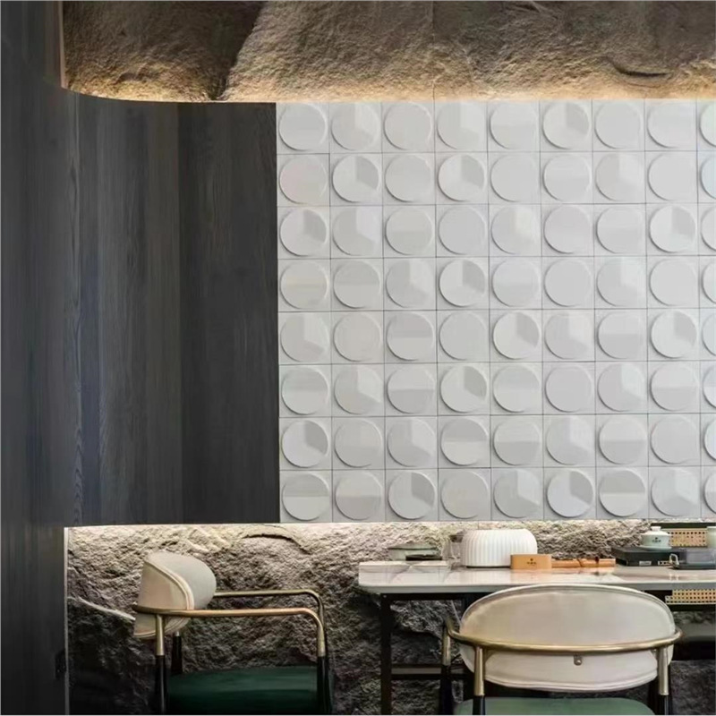 Pu Componente de reloj Ladrillo geométrico 3D Componente tridimensional Ladrillo redondo grande Ladrillo cultural ligero pared de fondo Decoración de cabeza de puerta de piel de piedra