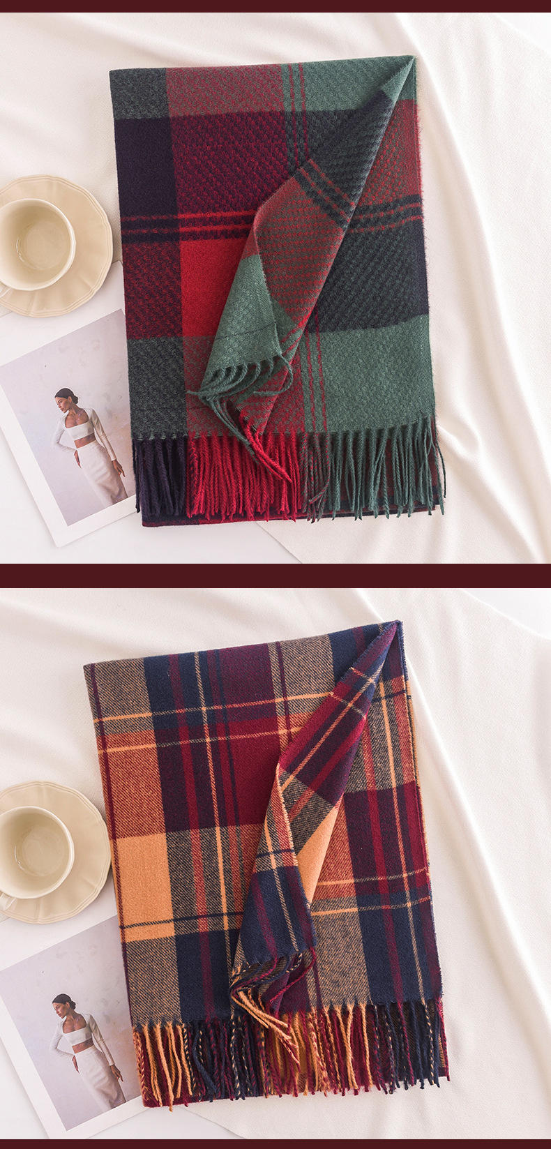 Inverno na moda novo cachecol de Natal cachecol versátil feminino high-end ano novo cachecol vermelho moda coreano quente xale_voghion.com