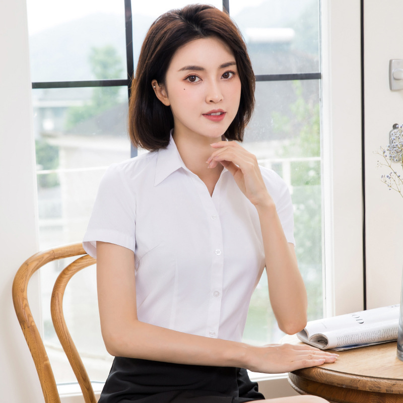 White workwear shirt short sleeve women's summer new business wear thin formal wear plus size opaque white shirt workwear White workwear shirt short sleeve women's summer new business wear thin formal wear plus size opaque white shirt workwear