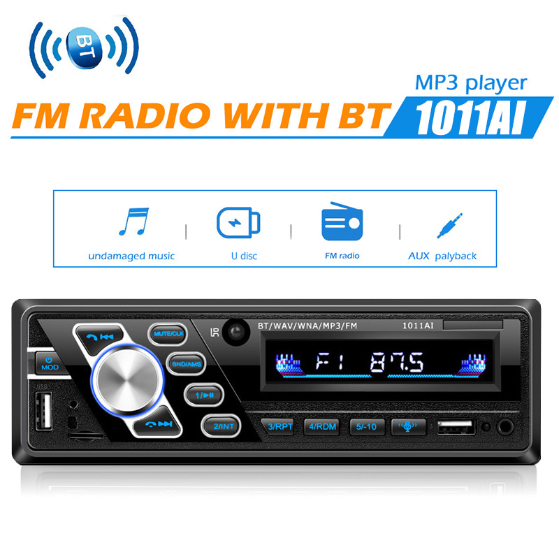 24V Truck Single Spindle Car Bluetooth Hands-Free Mp3 Player USB Card Fm Radio 1011Ai