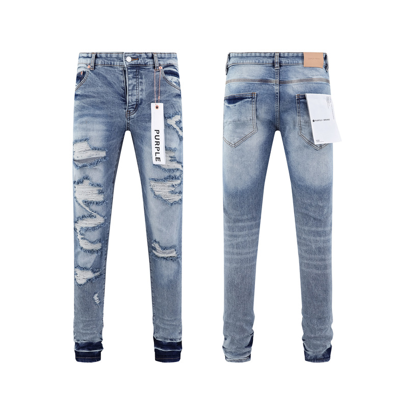 PURPLE BRAND JEANS美潮高街男士休闲破洞设计款修身显瘦牛仔长裤|undefined