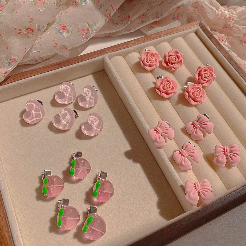 夏季粉色爱心蝴蝶结花朵小发夹女2025年网红新款小巧碎发刘海边夹