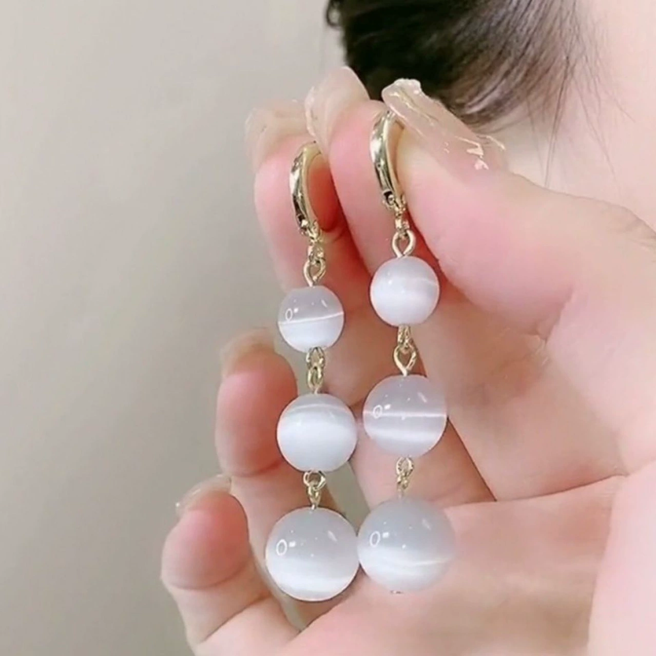 Маленькие серьги «кошачий глаз», корейский стиль, простой и элегантный дизайн