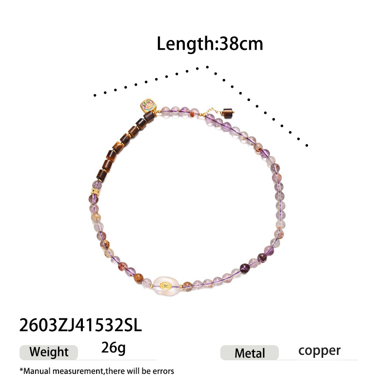 Nuevo estilo chino doble capa usando amatista cristal blanco ojo de tigre piedra verde fresa cristal de piedra natural pulsera de cuentas pulsera mujer