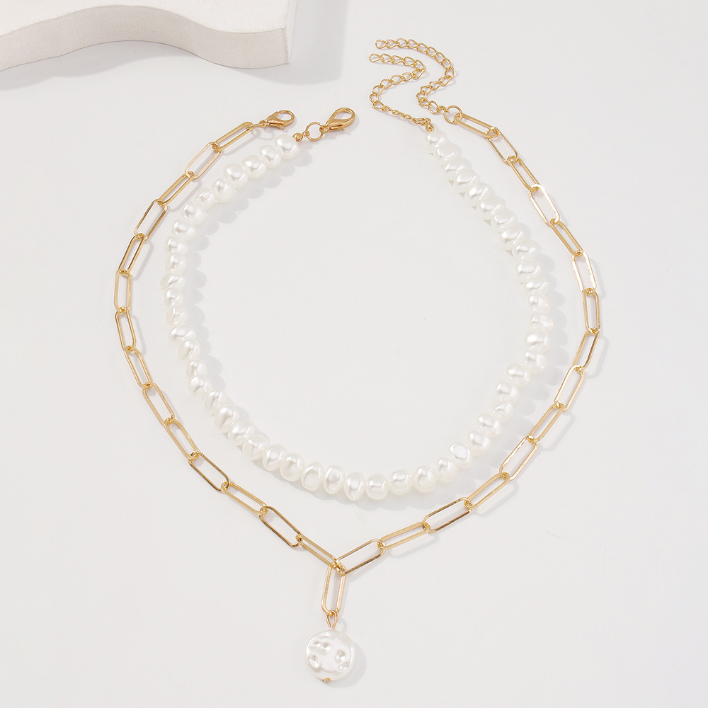 Simple Pearl Chain Pendent Double-layer Clavicle Chain display picture 6