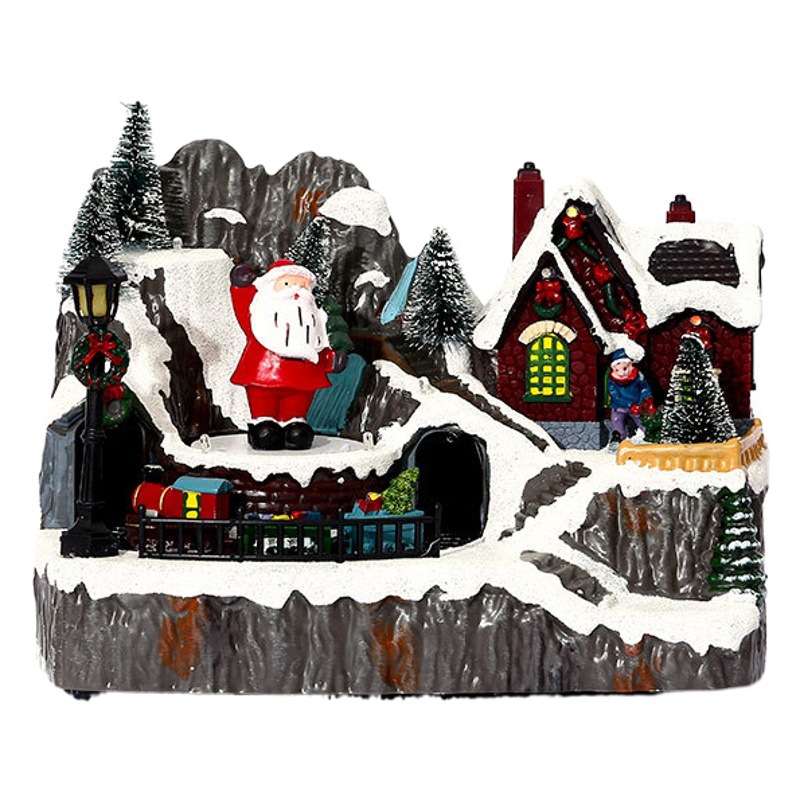 Nueva Navidad con música luminosa giratoria adornos de resina decoraciones de Navidad hotel restaurante centro comercial escena