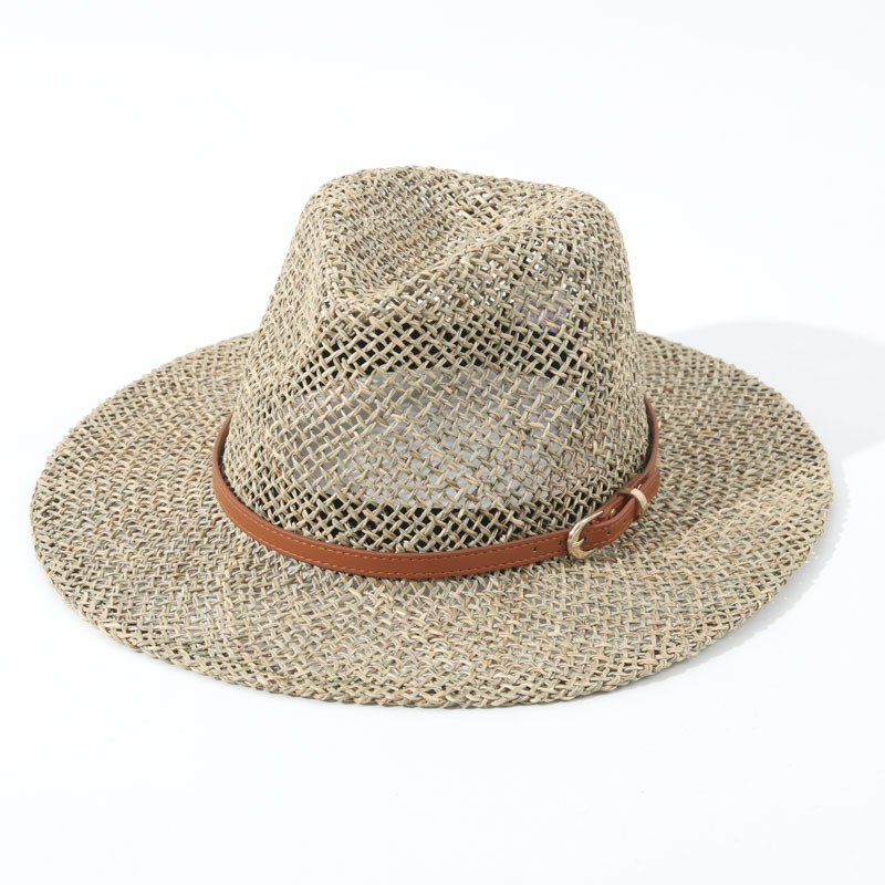 Damen Strohhut Im Hepburn Stil Mit Gürtel Für Den Sommer_voghion.com
