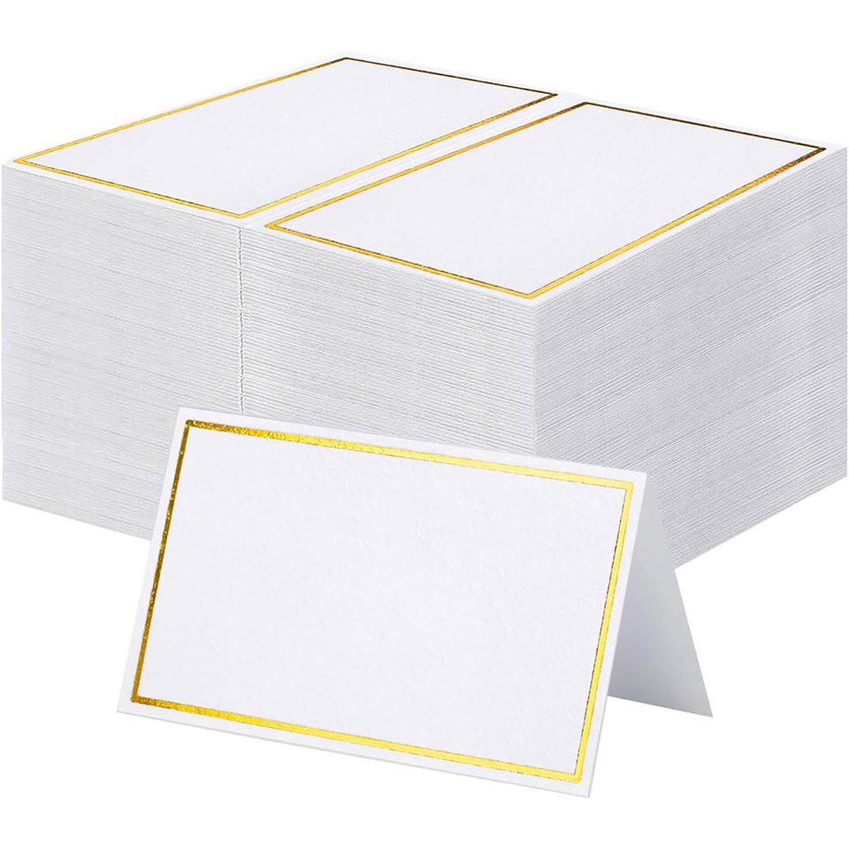 Premium Place Cards Small Dinner Table Cards with Gold Foil Borders…