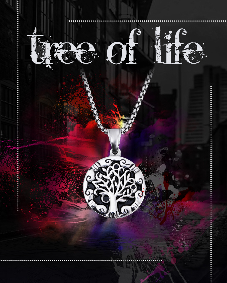Tree Of Life Stainless Steel Necklace Personalized Pendant Set_voghion.com