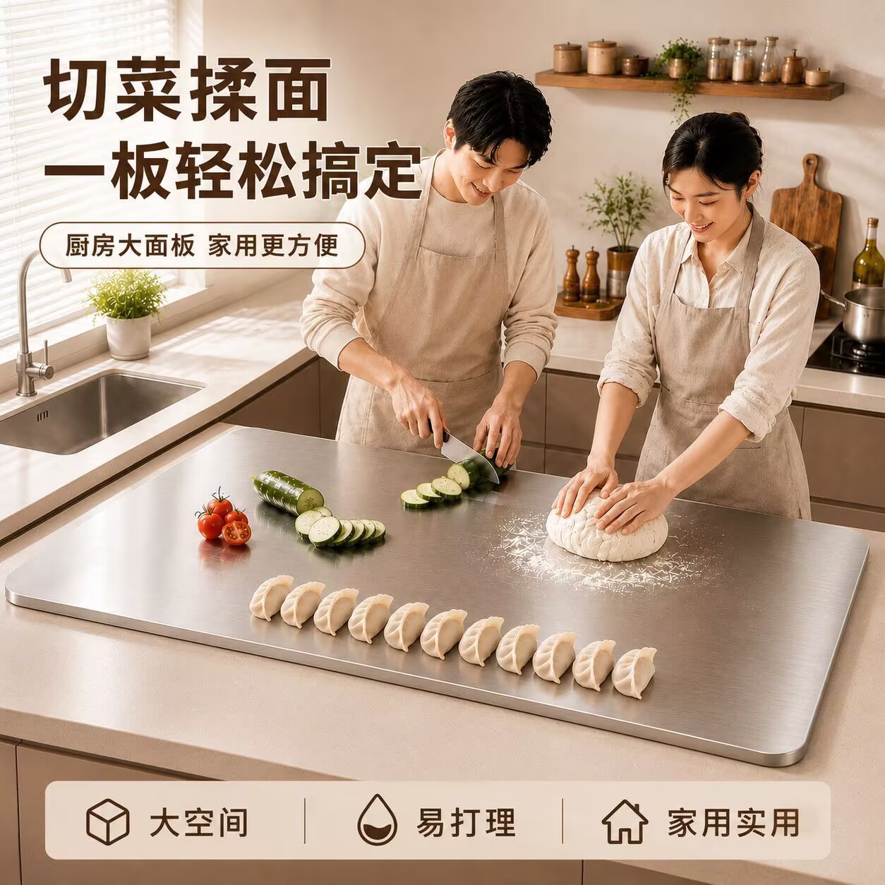 Stable Supply, Mold-Resistant, Antibacterial Stainless Steel Household Kneading Board, Suitable for E-Commerce and Physical Stores, Wholesale Source L1