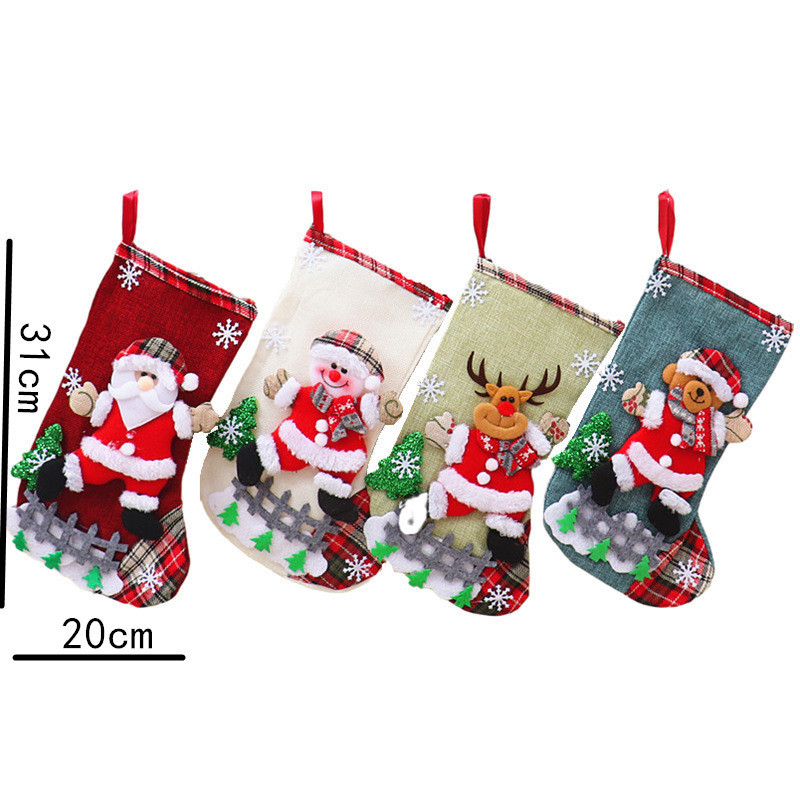 新しい国境を越えたリネンの大きなクリスマス靴下クリスマス装飾品クリスマスプレゼント袋プレゼント袋|undefined