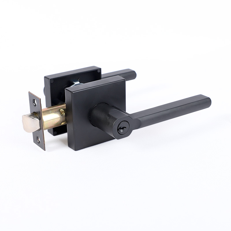 Venta al por mayor de alta resistencia de tres polos manija de la cerradura de aleación de zinc de aluminio cerradura manija de la puerta de entrada de acero inoxidable negro reposabrazos cerradura de la manija