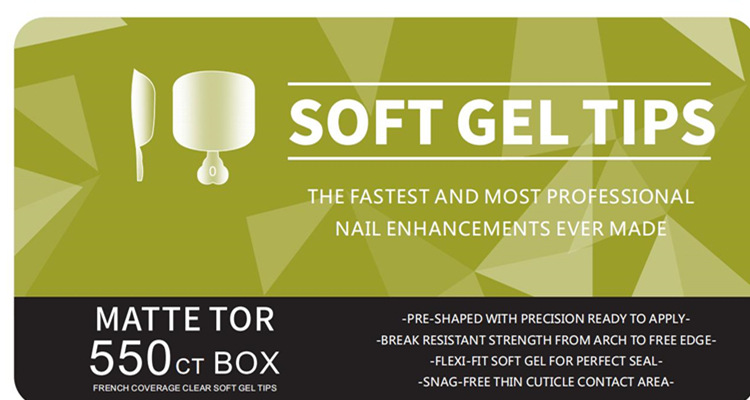 Amazon porcelana caja blanca esmalte de uñas ultra-delgada sin costuras esmerilado gota de agua larga almendra tallado libre esmalte de uñas 550 piezas/caja