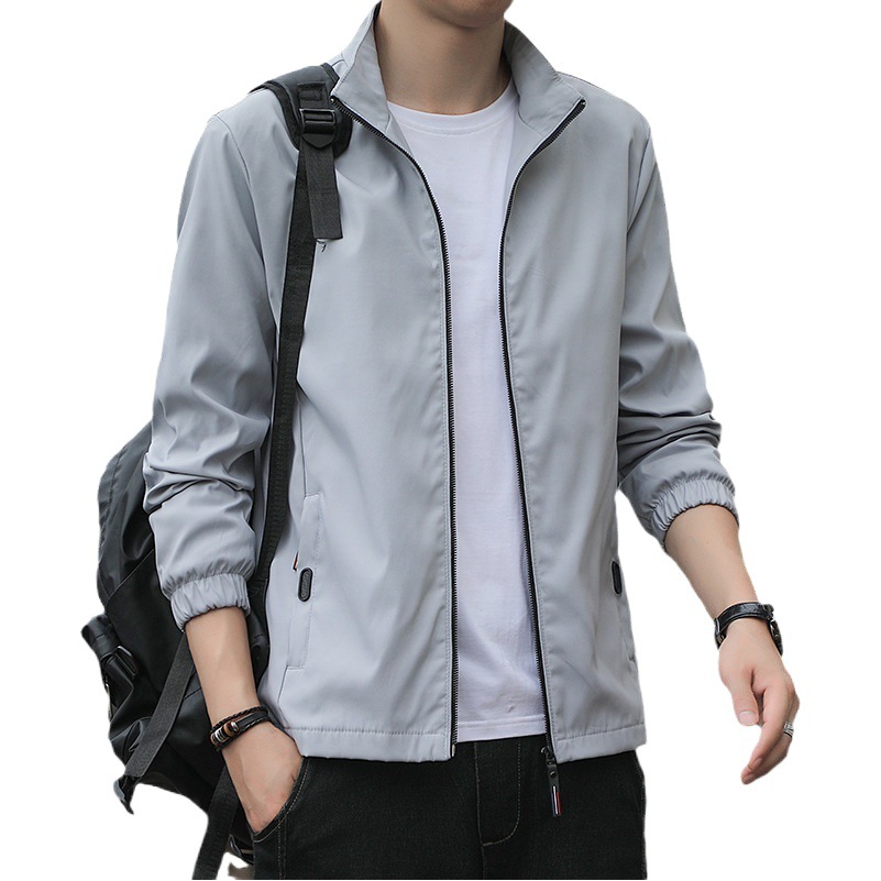 Chaqueta de hombre de talla grande para primavera y otoño, estilo coreano, holgada, con cuello alto, moderna, elegante, informal y versátil.