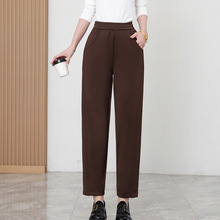 春季新款高腰显瘦针织垂感透气运动休闲哈伦裤松紧腰九分镰刀裤女