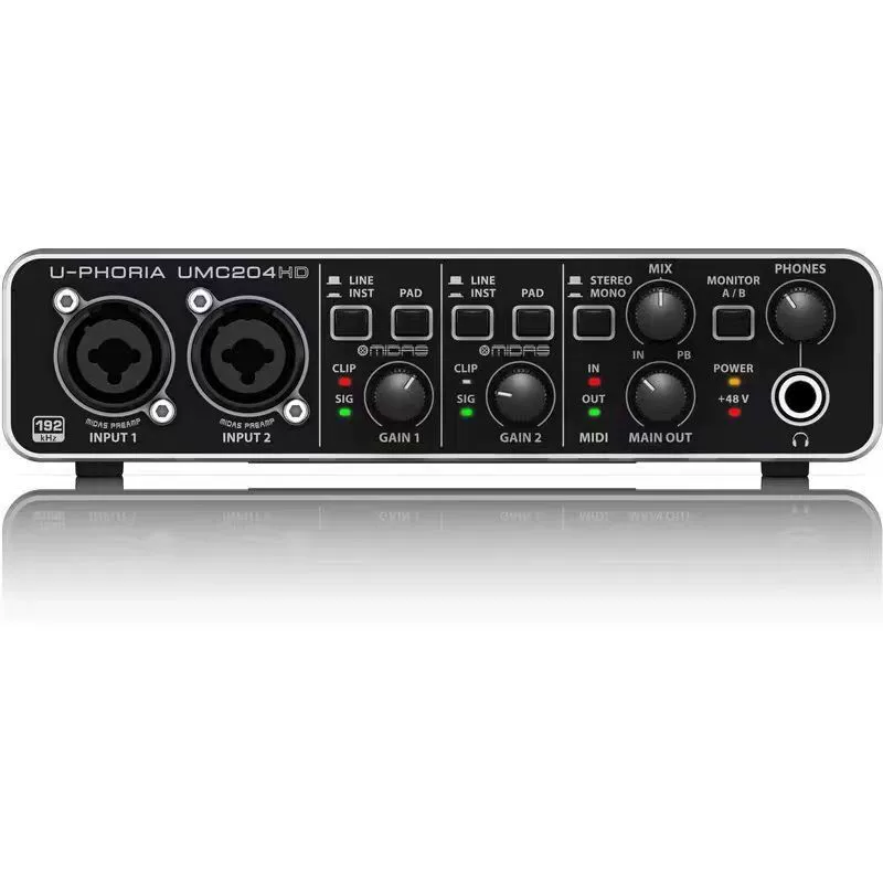 Behringer/Belling UMC204HD профессиональная USB-звуковая карта для записи, внешняя, для компьютера, для прямых эфиров и саунд-дизайна