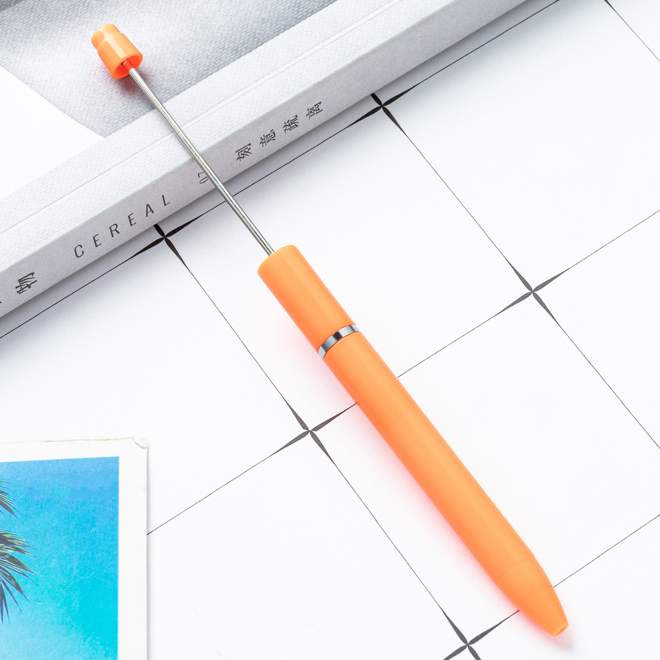 Inventario al por mayor creativo diy bolígrafo de cuentas largos bolígrafo de cuentas de impresión personalizado bolígrafo de cuentas de mano