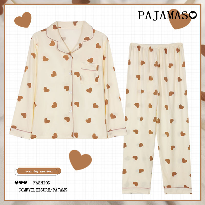 Pijamas a cuadros de algodón para mujer primavera y otoño 2025 nuevo estilo lindo traje de servicio a domicilio de manga larga de perro de pudín estilo ins