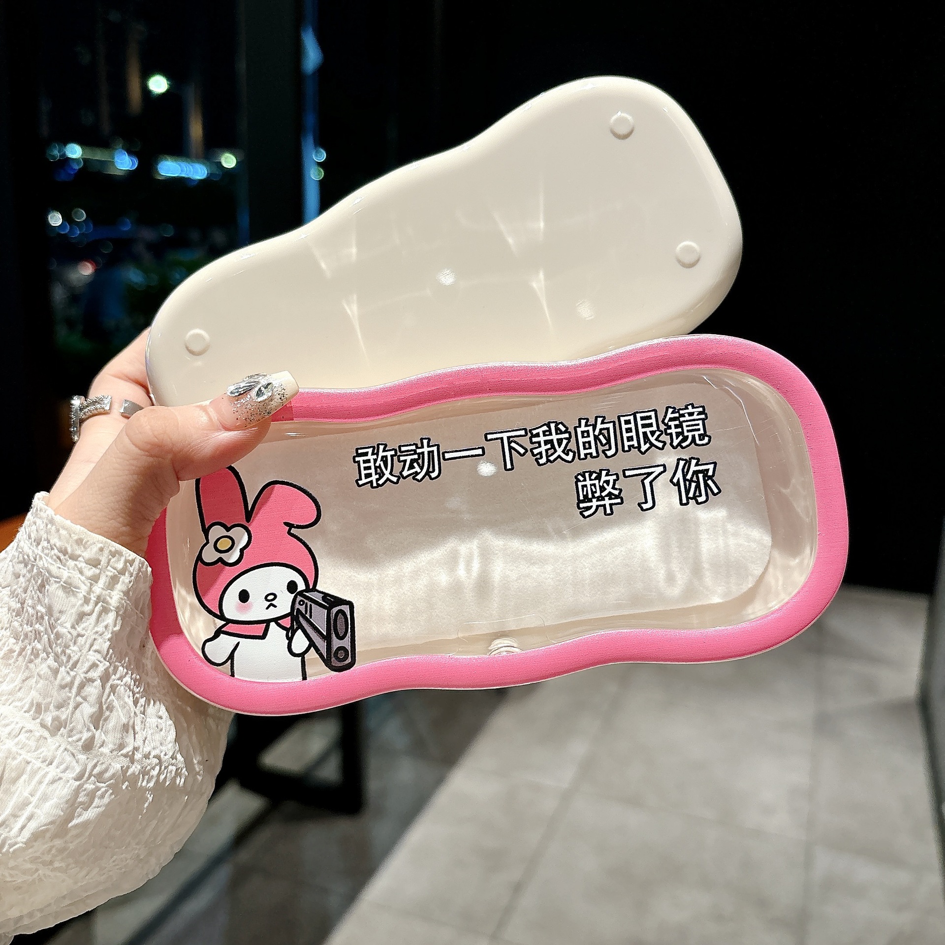 Caja de gafas transparentes de borde de la nube, alta sensación de almacenamiento portátil, niños, niños, niños, estudiantes, lindos, caja de gafas al por mayor