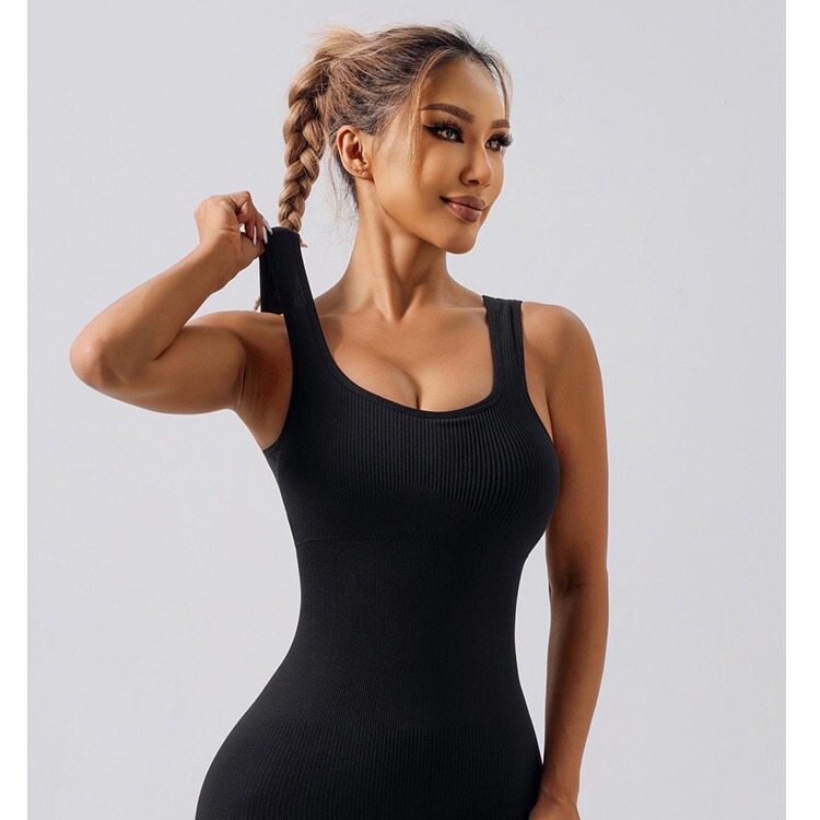 European and American Cross-border Threaded One-piece Shorts Suit Seamless Elastic Sportswear Fitness One-piece Yoga Suit Jumpsuit
