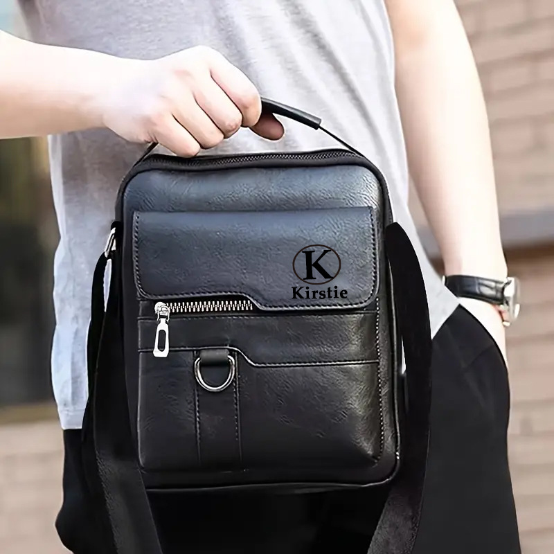 Personalized Custom Laser Men's Shoulder Business Casual Vertical Crossbody Bag Fashionable PU Leather Handbag For Men_voghion.com