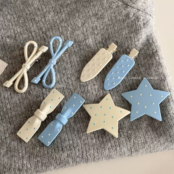 Polka Dot Alloy Bow Star Hairpin Cute Cream Style Girly Bangs Side Clip High-End Hairpin