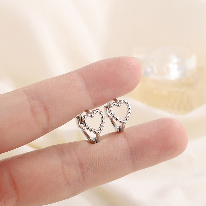 愛心耳環女s925耳飾養耳洞耳釘睡覺免摘小耳圈高級感小巧耳扣