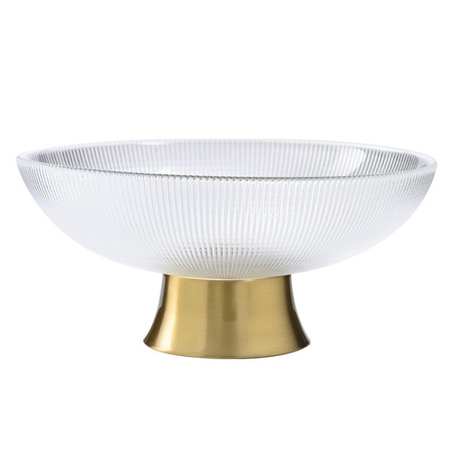 Simple and stylish fruit platter wholesale tall stemmed fruit platter glass wedding fruit platter luxury European striped fruit platter, fruit basket