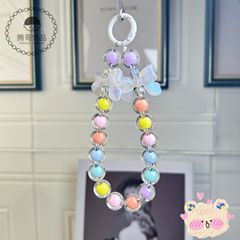 小清新人魚姬蝴蝶結手機鏈手腕繩通用耳機包鏈糖果色手提鏈配飾