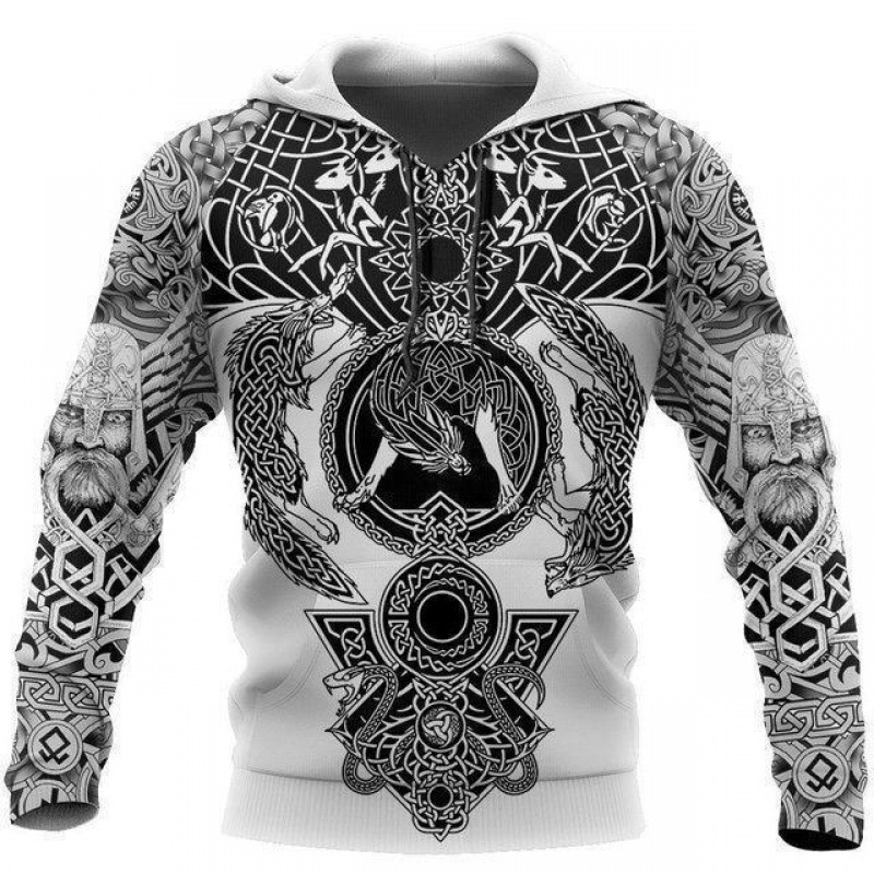 Personalidad de otoño e invierno suéter 3D transfronterizo popular para hombre con estampado de animales fresco calle vikingos serie sudadera con capucha