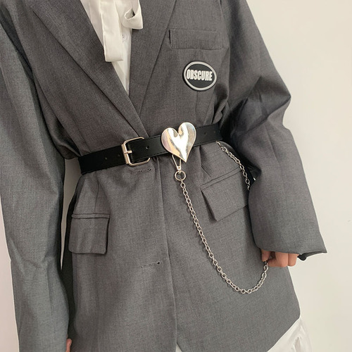 Belt for Women, Heart Chain with Jeans Suit Fashion Waist Decor Retro Trend Belt for Men and Women, Pants Belt