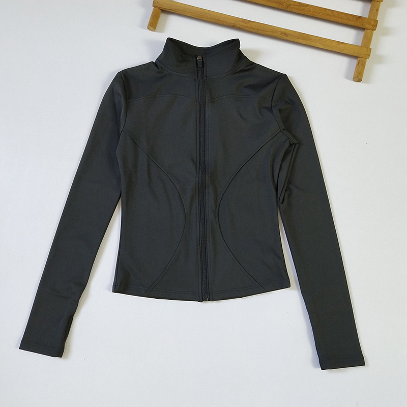 Chaqueta de yoga delgada con cuello alto con cremallera, protección solar delgada, ciclismo al aire libre, ropa deportiva, ropa de gimnasia, top de carrera de secado rápido