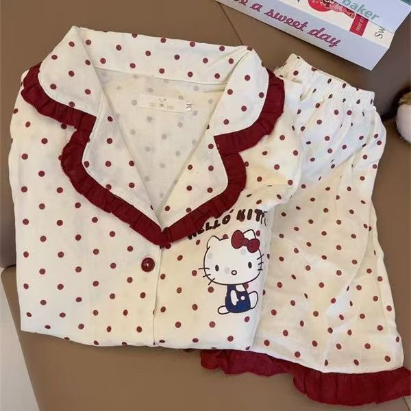 超かわいい漫画インスタイルダックスフント子犬パジャマ女性の夏の半袖ショーツ学生ホーム服はスーツの外で着用できます|undefined