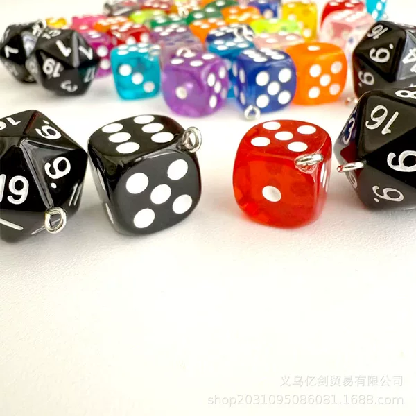 14mm Transparent Pendant Dice DIY Dice Pendant Handmade Dice Bracelet Pendant Jewelry Material Accessories