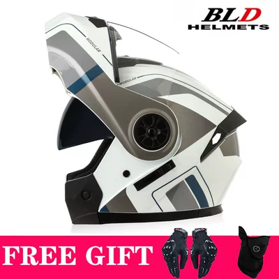 Full-Face Helmets, Electric Vehicle Helmets, Motosiklet kaskı (dəbilqə) - blue-sword-clear-lens-comes-with-mask-gloves-s55-56
