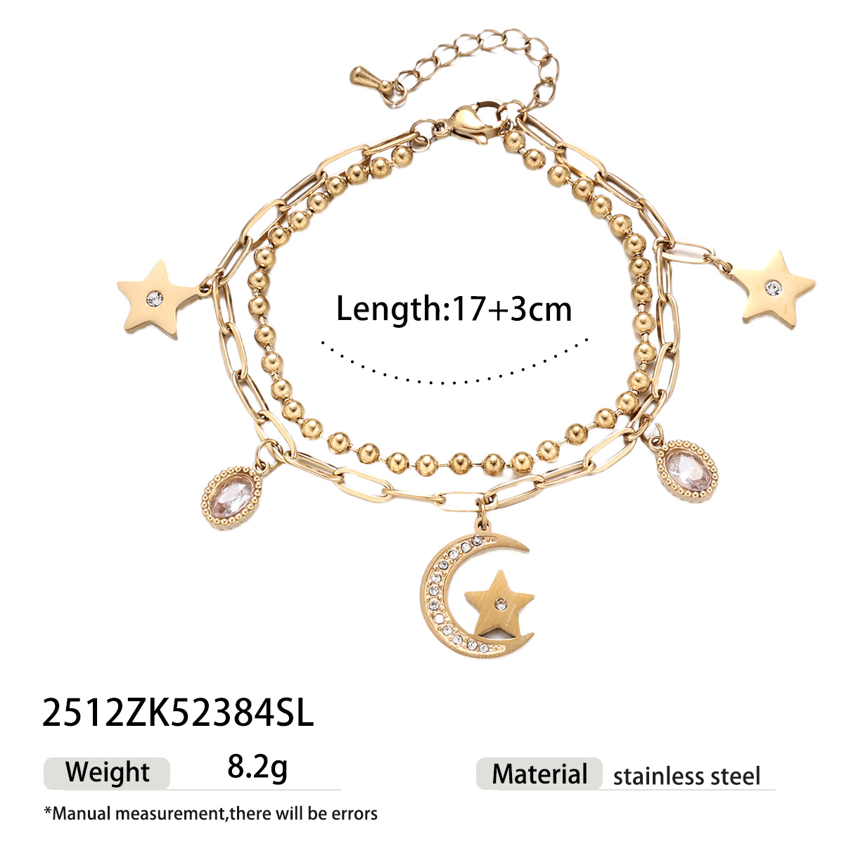 Tina Europa y América pulsera de acero inoxidable lujo ligero nicho universal personalidad tendencia flores más colgantes pulsera de piedra caliente