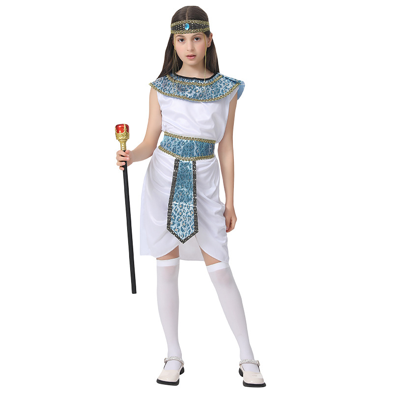 Halloween Costume Cos Kidsren's Male and Female Egyptian Pharaoh Cleopatra Costume Princess Ancient Greek and Roman Prince Costume