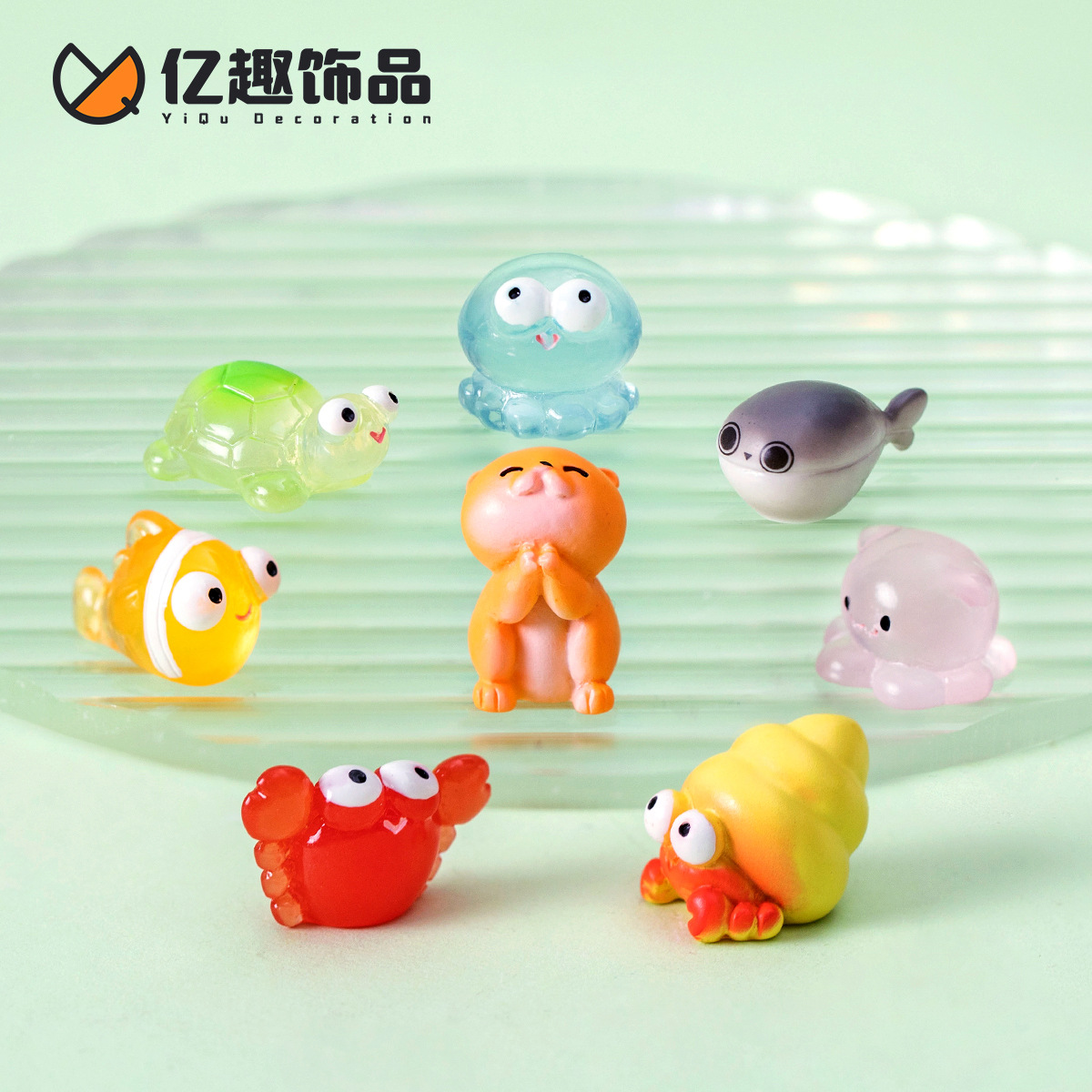 创意呆呆小乌龟螃蟹海洋动物 DIY装饰品盲袋配件微景观迷你小摆件