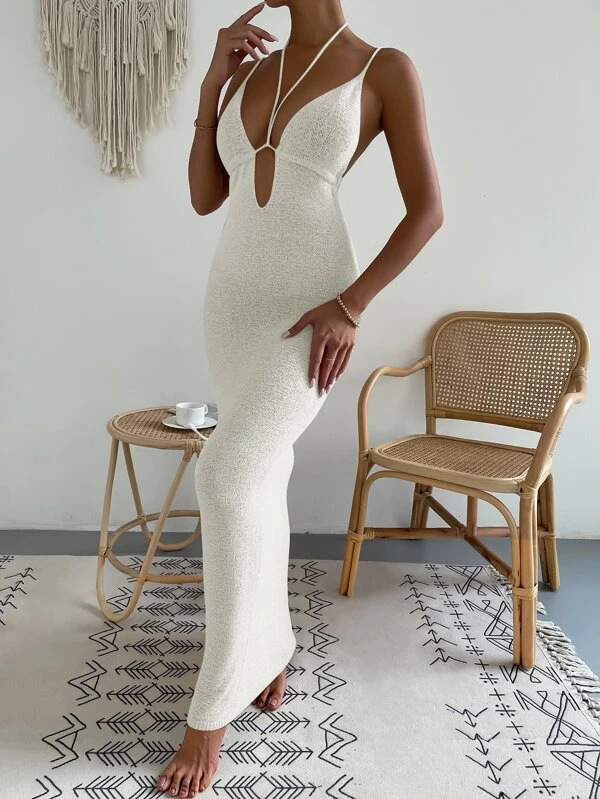 280g Weight Maxi Long Dress Dress Length Type Sleeveless Sleeve Length Sheath Dress Dresses Type Polyester Fabric Type Mid Waist Waist Line Outdoor, Daily, Beach Occasion Halter Neck Neckline Slim Fit Type Solid Color Pattern Summer Season Women's Gender Sexy Style Wholesale Women's Sexy Solid Color Outdoor Daily Beach Halter Neck Sleeveless Sheath Dress 10