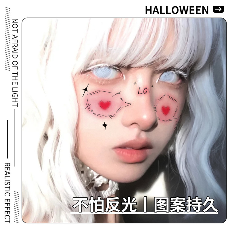 ハロウィンタトゥーステッカー、カボチャの顔ステッカー、赤い布のメイクアップステッカー、使い捨ての一時的なタトゥーステッカー、防水性と耐汗性、取り外しが簡単|undefined