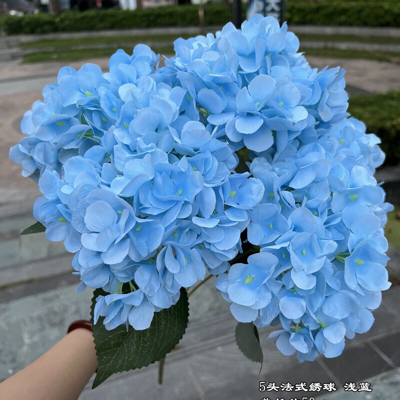 新商品の外国貿易の青いアジサイの青い色はバラの牡丹のアジサイの結婚祝いの柔らかい装飾の偽の花を卸売りします。|undefined