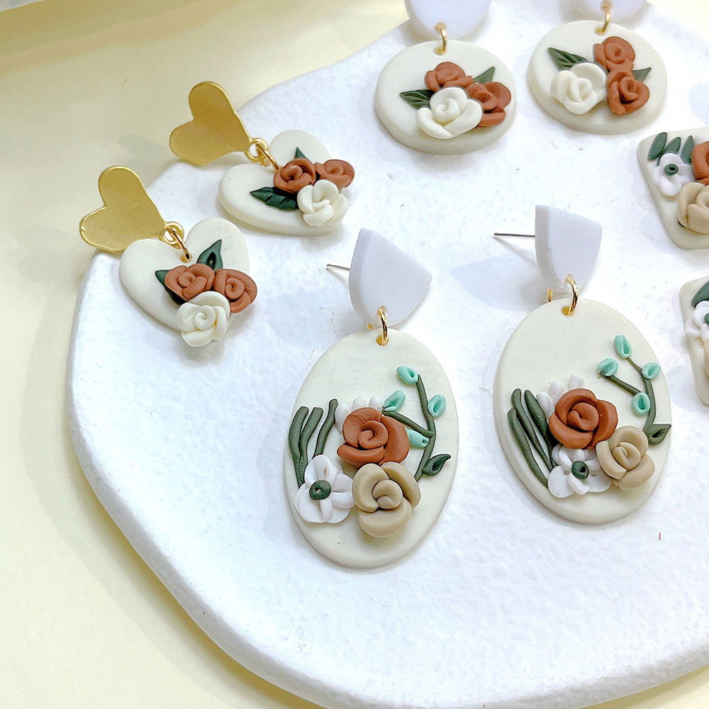 Simple Style Flower Soft Clay Stoving Varnish Women's Drop Earrings 1 Pair display picture 7