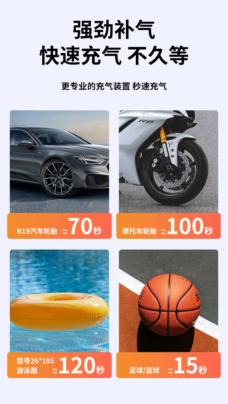 Car Air Pump, Portable Smart Wireless Digital Display Inflator, Multi-Functional Tire Emergency Inflator Wholesale
