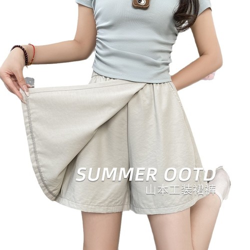 Women's Yamamoto Workwear Skirt Pants 2025 Summer Thin Outerwear Loose Casual Five-Finger Shorts Ice Silk Sports Shorts
