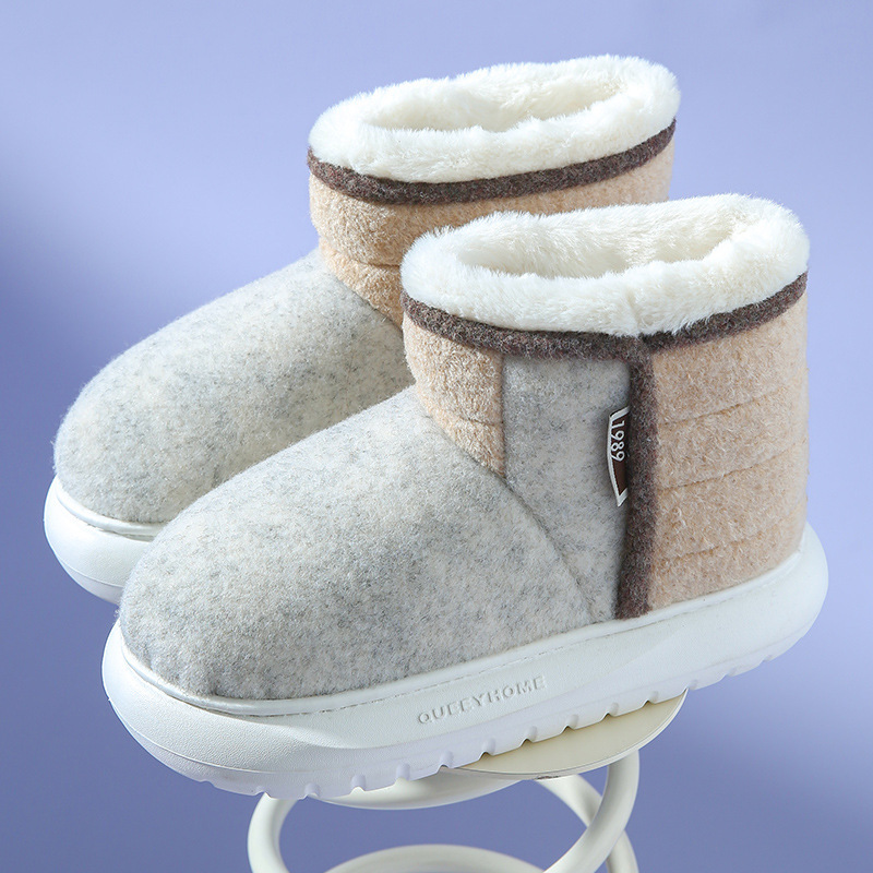 Zapatos de nieve con tacón de bolso de nuevo estilo para mujer, zapatos de algodón cálidos con suela gruesa y caña alta, botas de nieve para exteriores versátiles y de moda para hombres