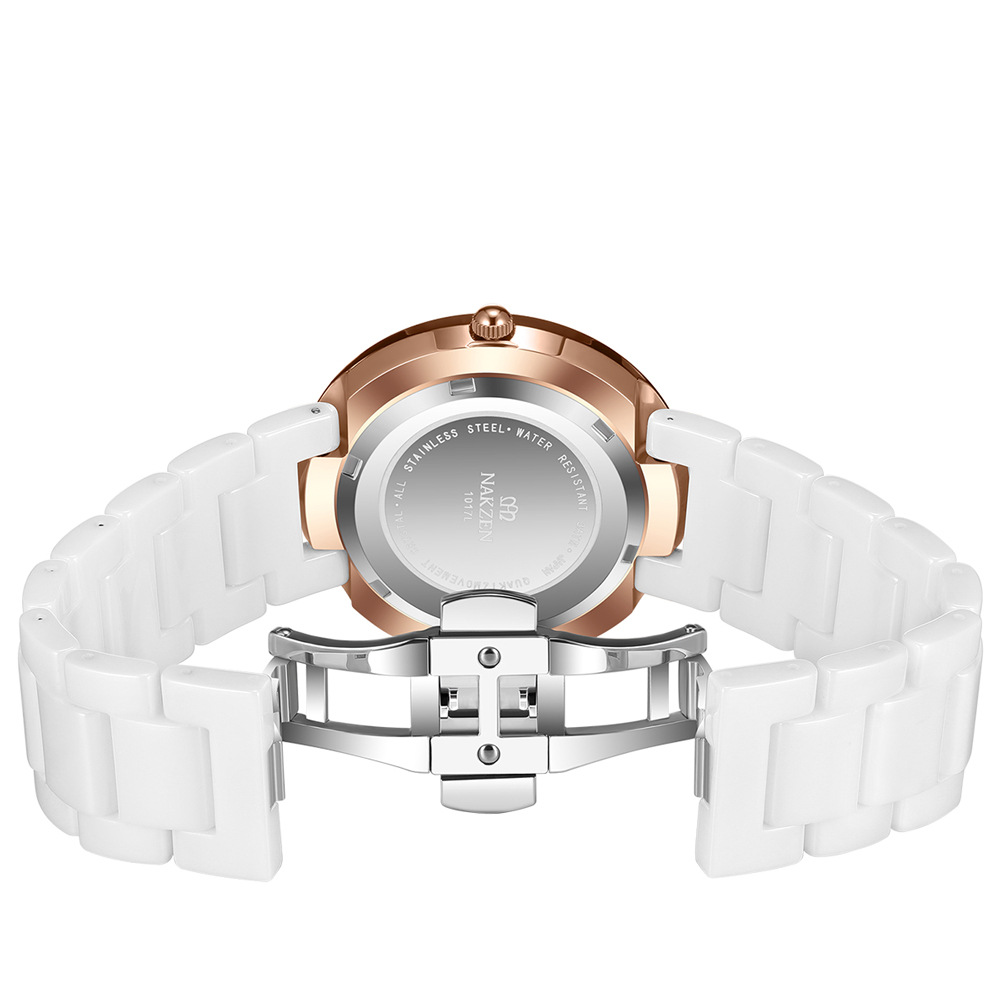 NAKZEN1017 famosa ciudad antigua nueva correa de cerámica diamante estrella flash personalidad dial simple regalo del Día San Valentín